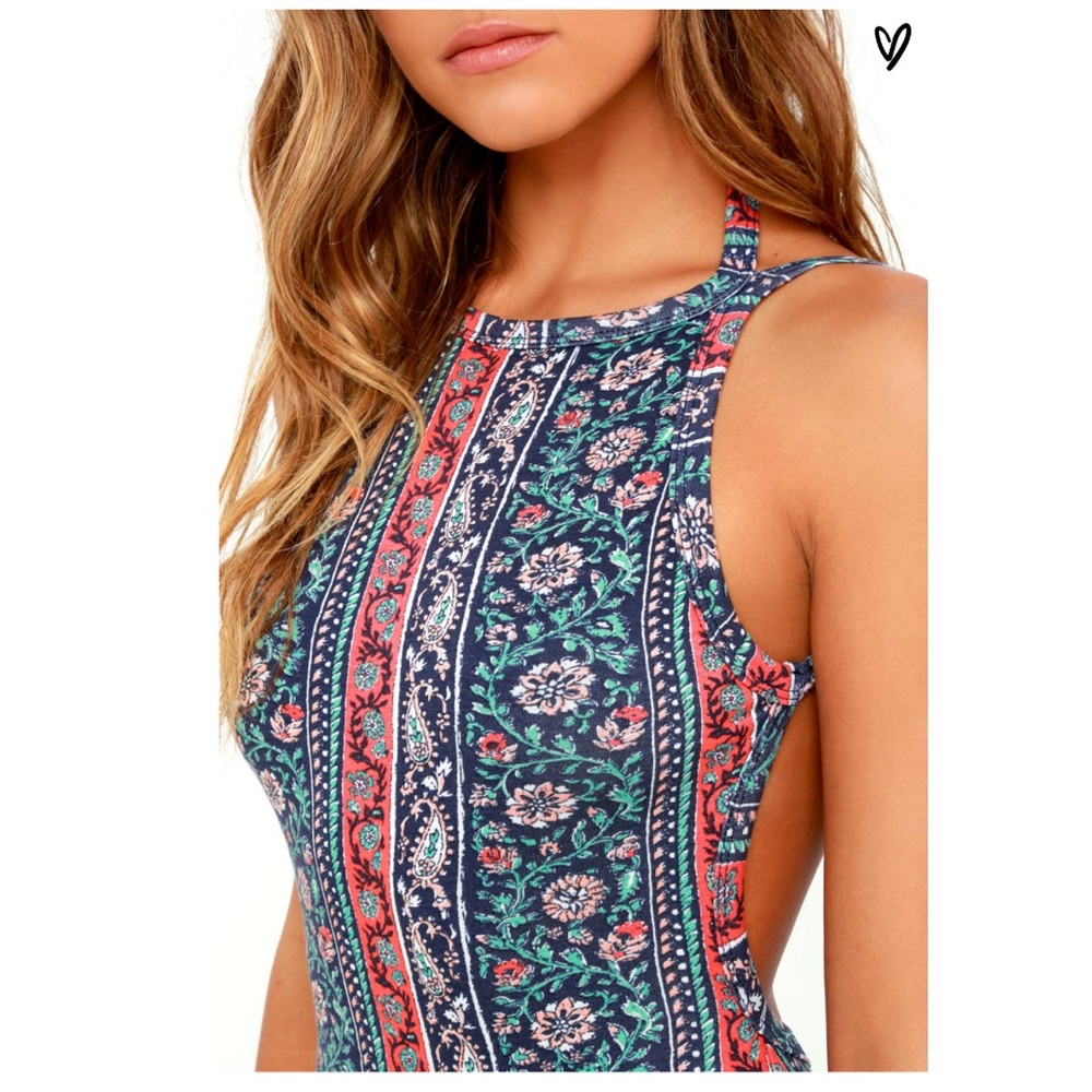 THE SKY NAVY BLUE PRINT MIDI DRESS - Picture 4 of 6